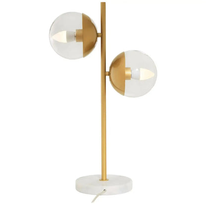 Revive 2 Lights Table Lamp In Gold With White Marble Base