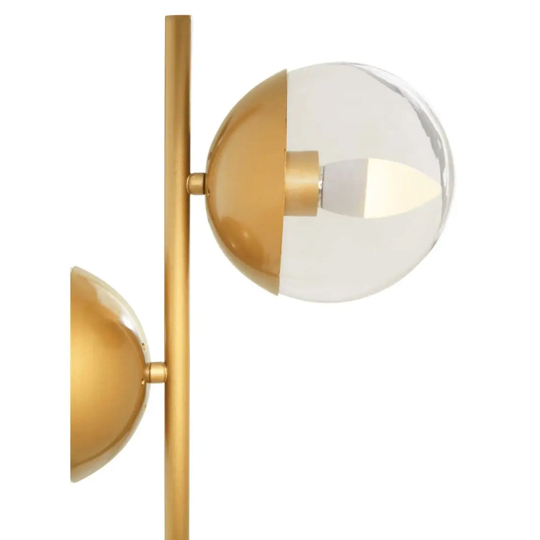 Revive 2 Lights Table Lamp In Gold With White Marble Base