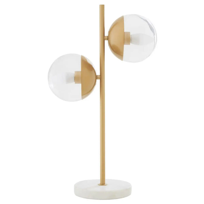 Revive 2 Lights Table Lamp In Gold With White Marble Base