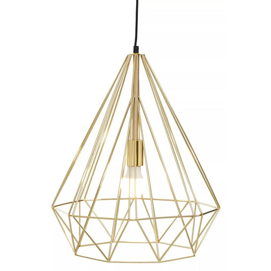 Wyra Ceiling Pendant Light With Champagne Gold Metal Conical Cage