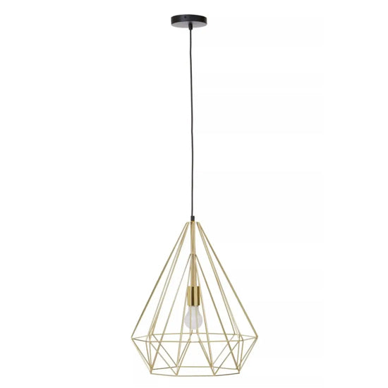 Wyra Ceiling Pendant Light With Champagne Gold Metal Conical Cage
