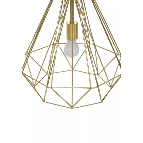 Wyra Ceiling Pendant Light With Champagne Gold Metal Conical Cage