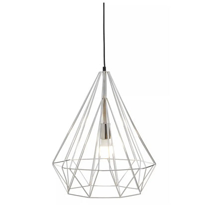 Wyra Ceiling Pendant Light With Chrome Metal Conical Cage
