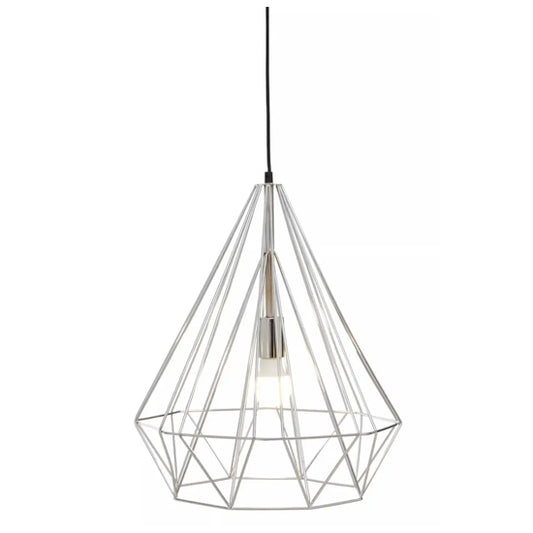 Wyra Ceiling Pendant Light With Chrome Metal Conical Cage