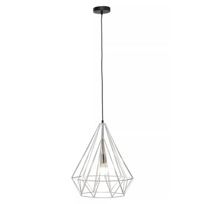 Wyra Ceiling Pendant Light With Chrome Metal Conical Cage