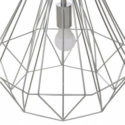 Wyra Ceiling Pendant Light With Chrome Metal Conical Cage