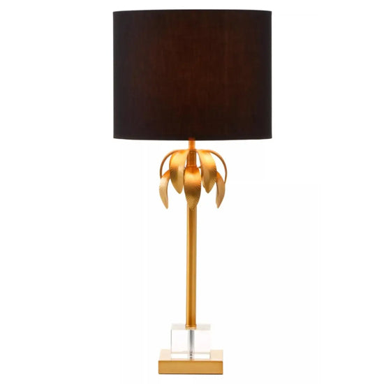 Herta Black Fabric Shade Table Lamp With Gold Metal Base