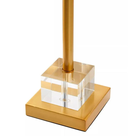 Herta Black Fabric Shade Table Lamp With Gold Metal Base