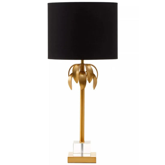 Herta Black Fabric Shade Table Lamp With Gold Metal Base