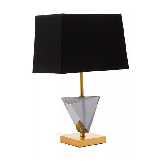 Halina Smoked Crystal Table Lamp With Gold Metal Base