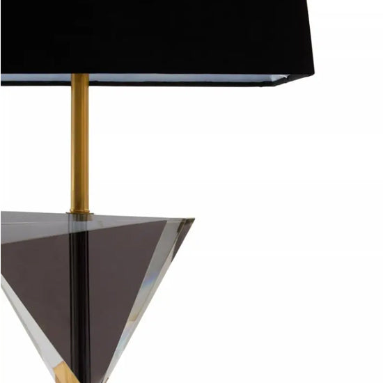 Halina Smoked Crystal Table Lamp With Gold Metal Base