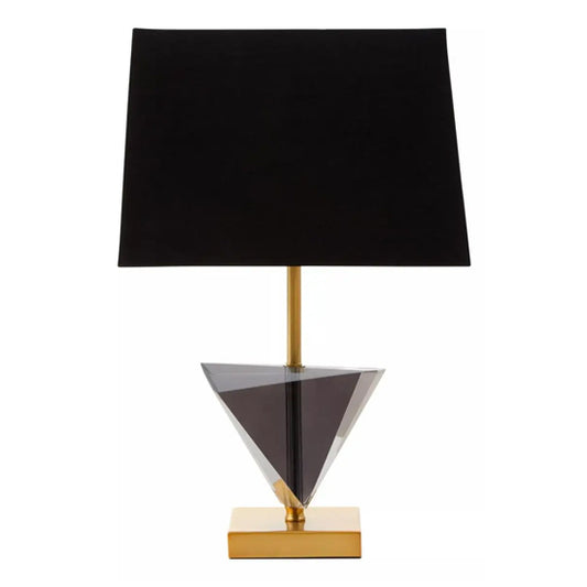 Halina Smoked Crystal Table Lamp With Gold Metal Base