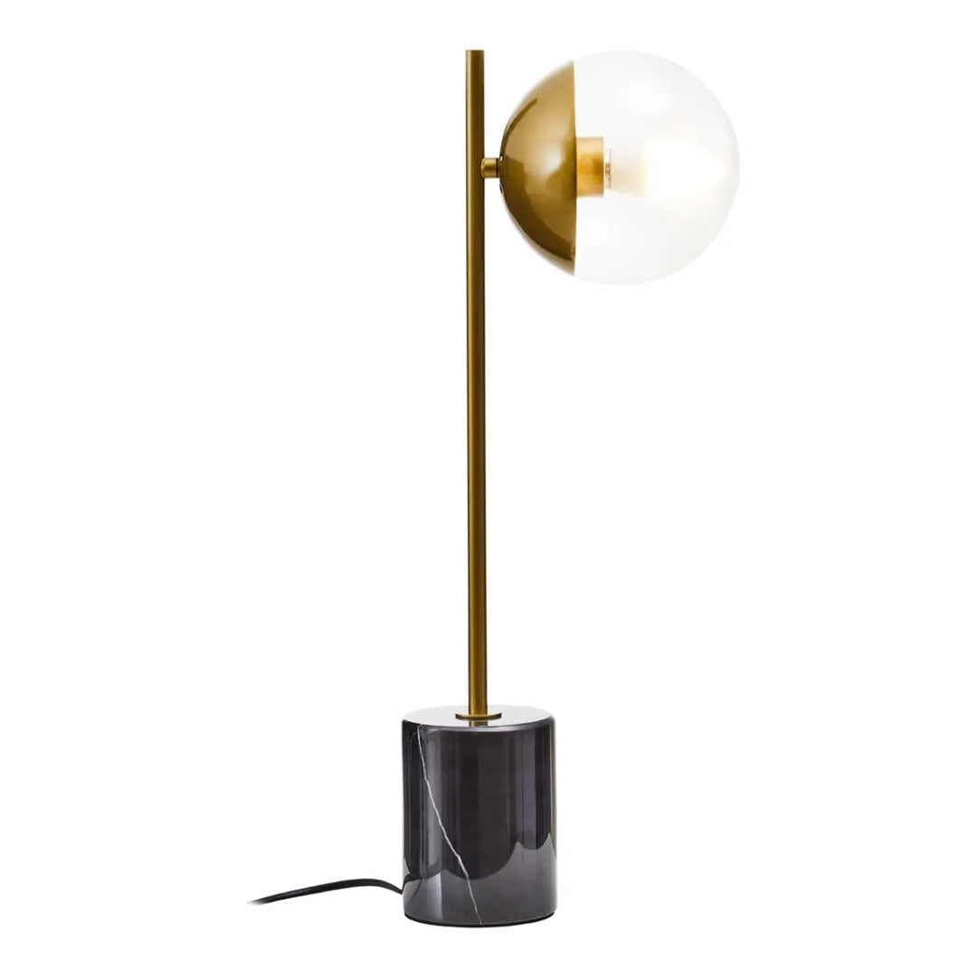 Revive 1 Lights Glass Shade Table Lamp In Black Marble Base