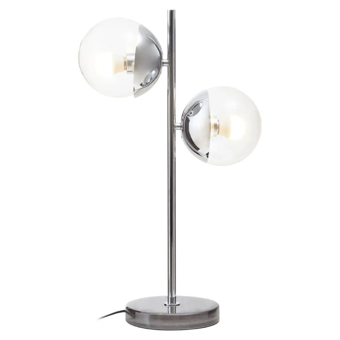 Revive 2 Lights Glass Shade Table Lamp In Silver