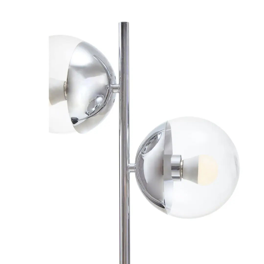 Revive 2 Lights Glass Shade Table Lamp In Silver