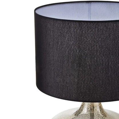 Luz Black Linen Shade Table Lamp With Glass And Metal Base