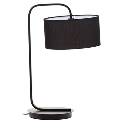 Leyna Black Fabric Shade Table Lamp With Black Metal Stand