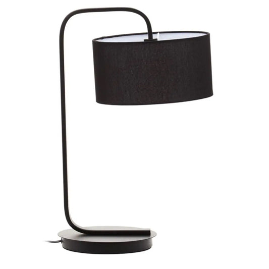 Leyna Black Fabric Shade Table Lamp With Black Metal Stand