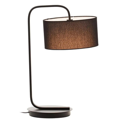 Leyna Black Fabric Shade Table Lamp With Black Metal Stand