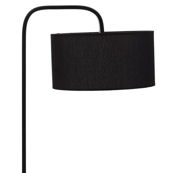 Leyna Black Fabric Shade Table Lamp With Black Metal Stand