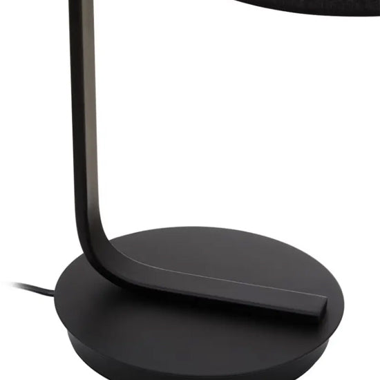 Leyna Black Fabric Shade Table Lamp With Black Metal Stand