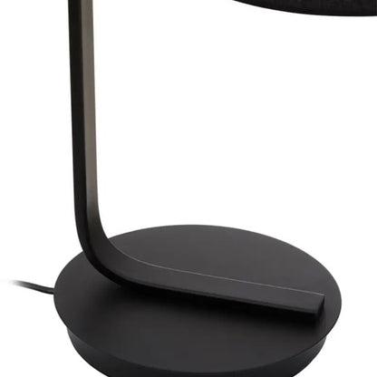 Leyna Black Fabric Shade Table Lamp With Black Metal Stand