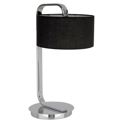 Leyna Black Fabric Shade Table Lamp With Chrome Metal Stand