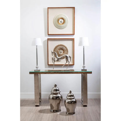 Nason Framed Wooden Round Carving Wall Art In Silver