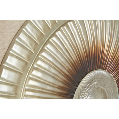 Nason Framed Wooden Round Carving Wall Art In Silver