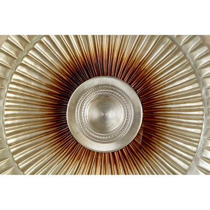 Nason Framed Wooden Round Carving Wall Art In Silver