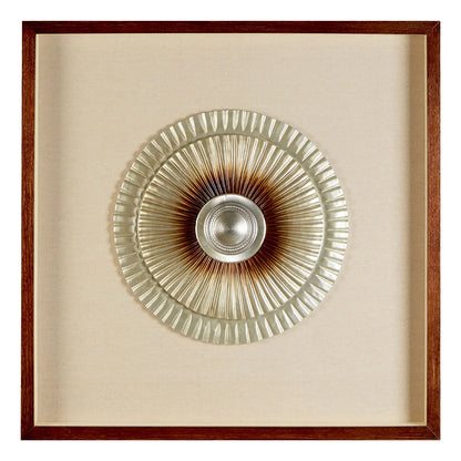 Nason Framed Wooden Round Carving Wall Art In Silver
