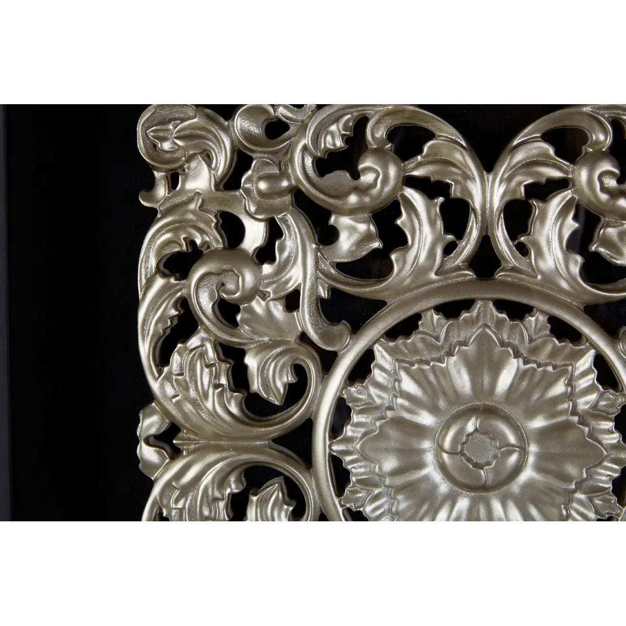 Nason Framed Wooden Filigree Carving Wall Art In Silver