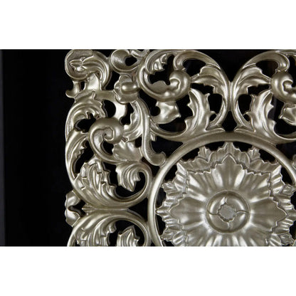 Nason Framed Wooden Filigree Carving Wall Art In Silver