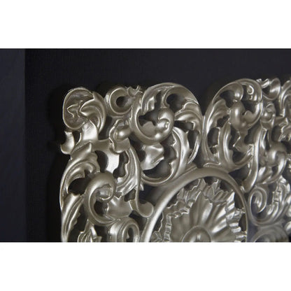 Nason Framed Wooden Filigree Carving Wall Art In Silver