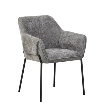Milan Grey Chenille Effect Fabric Dining Chairs In Pair