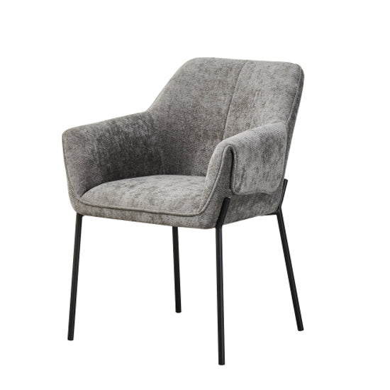 Milan Grey Chenille Effect Fabric Dining Chairs In Pair