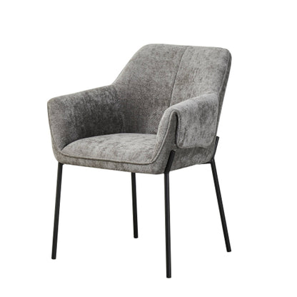 Milan Grey Chenille Effect Fabric Dining Chairs In Pair