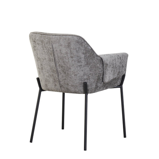 Milan Grey Chenille Effect Fabric Dining Chairs In Pair