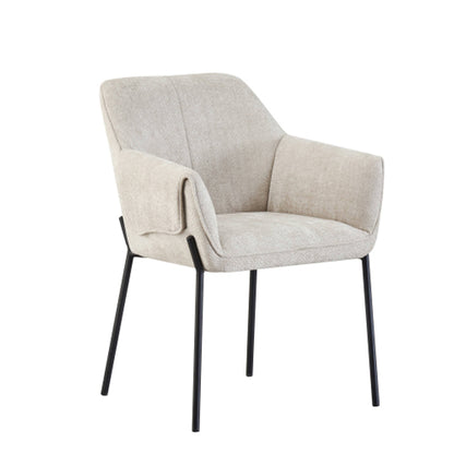 Milan Natural Chenille Effect Fabric Dining Chairs In Pair