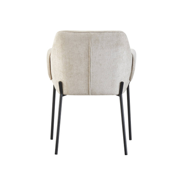 Milan Natural Chenille Effect Fabric Dining Chairs In Pair