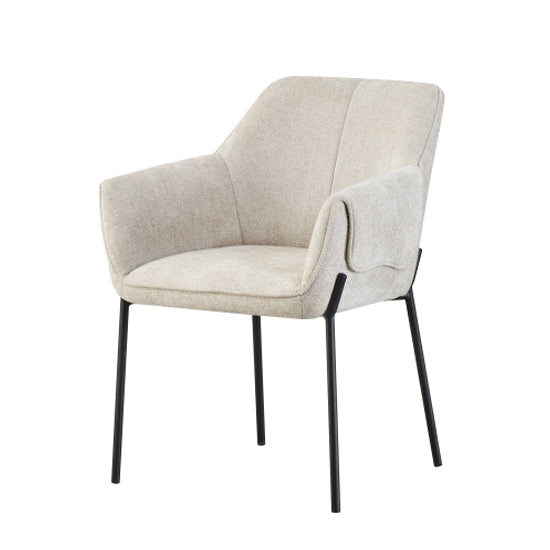 Milan Natural Chenille Effect Fabric Dining Chairs In Pair
