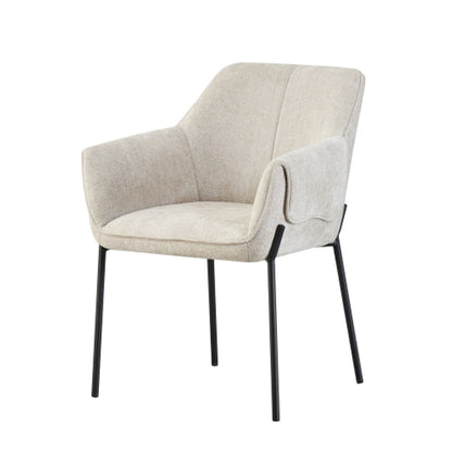 Milan Natural Chenille Effect Fabric Dining Chairs In Pair