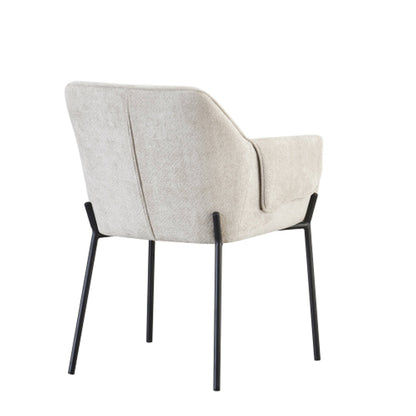 Milan Natural Chenille Effect Fabric Dining Chairs In Pair