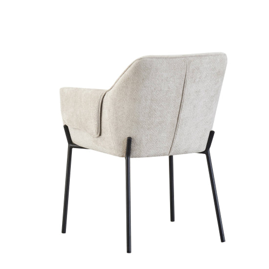 Milan Natural Chenille Effect Fabric Dining Chairs In Pair
