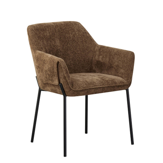 Milan Brown Chenille Effect Fabric Dining Chairs In Pair
