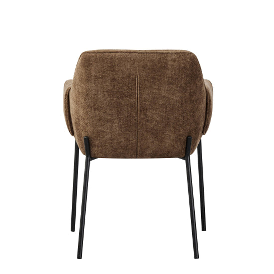 Milan Brown Chenille Effect Fabric Dining Chairs In Pair