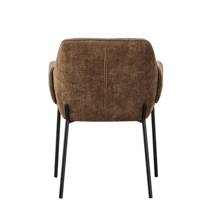Milan Brown Chenille Effect Fabric Dining Chairs In Pair
