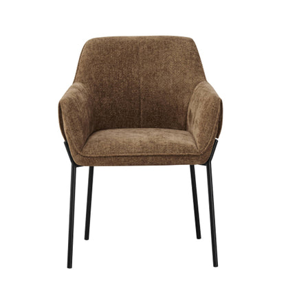 Milan Brown Chenille Effect Fabric Dining Chairs In Pair