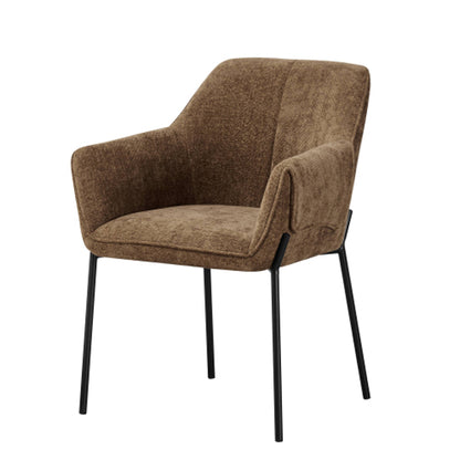 Milan Brown Chenille Effect Fabric Dining Chairs In Pair