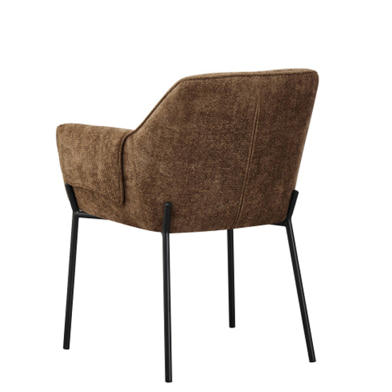 Milan Brown Chenille Effect Fabric Dining Chairs In Pair